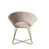 FineBuy Chaise de Salle à Manger Beige Velours/Métal Design Moderne | Chaise Cuisine avec Dossier | Chaise Rembourrée Capacité de Charge maximale 110 kg