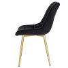 EUGAD Lot de 2 Chaises de Salle à Manger Chaise de Cuisine Assise en Velours, Pieds en métal doré,Noir 0670BY-2