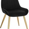 Lestarain 6 X Chaises de Salle à Manger Velours et Métal,Fauteuil de Cuisine Chaise de Salon avec Dossier,Noir