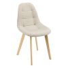 Lot de 2 Chaises de Salle à Manger Design Sièges Rembourrés Polyester Pieds en Bois de Hêtre 86 x 53 x 47 cm Beige