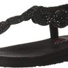 Skechers Meditation-Stars & Sparkle, Tongs Femme, Noir (Black Mitobuck/Rhinestone/Trim BBK)
