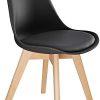 TecTake 800854 Lot de 6 Chaises de Salle à Manger Style Scandinave Mobilier d´Intérieur Pieds Bois Massif Design Moderne – Diverses Couleurs (Noir)