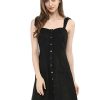 31VVUKudwL._SL500_.jpg Allegra K Mini-Robe trapèze à Bretelles boutonnées en Faux suède pour Femmes Noir