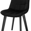 EUGAD 6 X Chaises Salon à Manger Pieds en Bois et Surface en Velours,Chaises de Salle à Manger Noir Polyvalent,0656BY-6