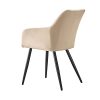 OFCASA Lot de 2 chaises de salle à manger capitonnées avec accoudoirs Pieds en métal robuste Crème Velours Pour la maison, la cuisine, le bureau, le restaurant