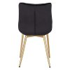 EUGAD Lot de 2 Chaises de Salle à Manger Chaise de Cuisine Assise en Velours, Pieds en métal doré,Noir 0670BY-2