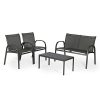 31d08X4NwS._SL500_.jpg Sekey Salon de Jardin 4 Places, Ensemble de Meubles de Jardin avec 1 Canapé 2 Fauteuils et 1 Table, Coussins Inclusns, Convient aux Patio, Balcon et Terrasse, Gris