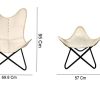 Chaise de salon en cuir fait à la main couleur crème avec tabouret ottoman