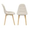 Lot de 2 Chaises de Salle à Manger Design Sièges Rembourrés Polyester Pieds en Bois de Hêtre 86 x 53 x 47 cm Beige