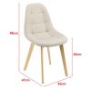Lot de 2 Chaises de Salle à Manger Design Sièges Rembourrés Polyester Pieds en Bois de Hêtre 86 x 53 x 47 cm Beige