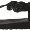 Skechers Meditation-Stars & Sparkle, Tongs Femme, Noir (Black Mitobuck/Rhinestone/Trim BBK)