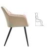 OFCASA Lot de 2 chaises de salle à manger capitonnées avec accoudoirs Pieds en métal robuste Crème Velours Pour la maison, la cuisine, le bureau, le restaurant