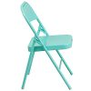 Flash Meuble Hercules Série Triple Pieds et à Double Charnière en métal Chaise Pliante, Métal, Tantalizing Teal, 4 Pack
