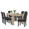 [en.casa] Table de Salle à Manger Noble en Design chêne cérusé + 6 Chaise de Salle à Manger en Gris foncé - 140x90cm