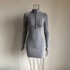 416XhEWsEwL._SL500_.jpg Robe moulante à manches longues avec fermeture éclair et col haut en coton Tenue de fitness Mini robe