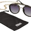 Urban Classics Sunglasses Ibiza with Chain Lunettes de Soleil, Noir/doré, Taille Unique Mixte