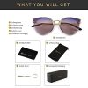 SUNGAIT Femmes Oeil de Chat Lunettes de Soleil Polarisées Vintage Surdimensionné UV-Protection Lunettes de Soleil(Cadre Gris Transparent/Lentille de Gradient Pourpre)