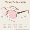 GQUEEN Lunettes de Soleil Femme Rétro Miroir Classique Ronde Bouclier de Sans Jante Lens Protection UV Vintage Lunettes,Rose Cadre Rose Lens