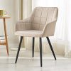 OFCASA Lot de 2 chaises de salle à manger capitonnées avec accoudoirs Pieds en métal robuste Crème Velours Pour la maison, la cuisine, le bureau, le restaurant
