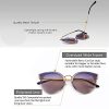 SUNGAIT Femmes Oeil de Chat Lunettes de Soleil Polarisées Vintage Surdimensionné UV-Protection Lunettes de Soleil(Cadre Gris Transparent/Lentille de Gradient Pourpre)