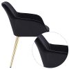 41JpHhsiqCL._SL500_.jpg Lestarain Chaise de Salle à Manger Lot de 4 avec Dossier et Accoudoir,Chaise de Cuisine Noir Fauteuil Scandinave Assise en Velours et Pieds en Métal