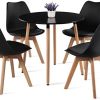 H.J WeDoo Lot de 6 Chaise de Salle à Manger Scandinave, Chaise Rembourrée pour Salle à Manger, Cuisine, Chambre - Noir