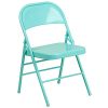 Flash Meuble Hercules Série Triple Pieds et à Double Charnière en métal Chaise Pliante, Métal, Tantalizing Teal, 4 Pack