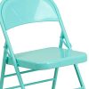 Flash Meuble Hercules Série Triple Pieds et à Double Charnière en métal Chaise Pliante, Métal, Tantalizing Teal, 4 Pack