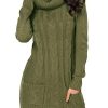 41WO37Nm-aL._SL500_.jpg Robe Pull Femme Tricoté à Col Revers Bouton Robe Mi-Longue Chandail