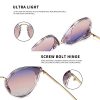 SUNGAIT Femmes Oeil de Chat Lunettes de Soleil Polarisées Vintage Surdimensionné UV-Protection Lunettes de Soleil(Cadre Gris Transparent/Lentille de Gradient Pourpre)
