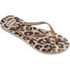 Havaianas Slim Animals, Tongs Femme, Beige, Or Rose, Marron foncé