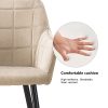 OFCASA Lot de 2 chaises de salle à manger capitonnées avec accoudoirs Pieds en métal robuste Crème Velours Pour la maison, la cuisine, le bureau, le restaurant