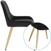Lestarain 6 X Chaises de Salle à Manger Velours et Métal,Fauteuil de Cuisine Chaise de Salon avec Dossier,Noir