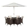 41dik3gyRyL._SL500_.jpg Salon de jardin en rotin Savannah | Ensemble marron table ronde et chaises de jardin 6 places