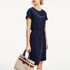 Tommy Hilfiger Th Ess Hilfiger Reg C-NK DRS SS Robe, Desert Sky Femme