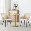 OFCASA Lot de 2 chaises de salle à manger capitonnées avec accoudoirs Pieds en métal robuste Crème Velours Pour la maison, la cuisine, le bureau, le restaurant
