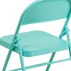 Flash Meuble Hercules Série Triple Pieds et à Double Charnière en métal Chaise Pliante, Métal, Tantalizing Teal, 4 Pack