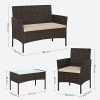 41hQYinaVSL._SL500_.jpg SONGMICS Salon de Jardin Extérieur, Ensemble de Mobilier, Surface Tressée en PE, Table et Chaises, pour Terrasse, Jardin, Balcon, Marron et Taupe GGF004K05