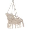 41ikirrf6rL._SL500_.jpg TecTake 800708 Fauteuil Suspendu Relax Design de Jardin en Coton, 1 Place, Intérieur et extérieur, Coussins Confortables Inclus - Couleur au Choix - (Beige | no. 403205)