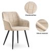 OFCASA Lot de 2 chaises de salle à manger capitonnées avec accoudoirs Pieds en métal robuste Crème Velours Pour la maison, la cuisine, le bureau, le restaurant
