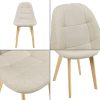 Lot de 2 Chaises de Salle à Manger Design Sièges Rembourrés Polyester Pieds en Bois de Hêtre 86 x 53 x 47 cm Beige