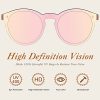 GQUEEN Lunettes de Soleil Femme Rétro Miroir Classique Ronde Bouclier de Sans Jante Lens Protection UV Vintage Lunettes,Rose Cadre Rose Lens