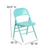 Flash Meuble Hercules Série Triple Pieds et à Double Charnière en métal Chaise Pliante, Métal, Tantalizing Teal, 4 Pack