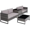41qc8bQ2sIL._SL500_.jpg TecTake Salon en rotin 4 Places Confortable Ensemble Lounge d’extérieur Salon de Jardin Meuble de Jardin – diverses Couleurs (Gris)
