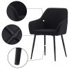 JaHECOME Chaise de salon, salle à manger en polaire avec accoudoirs et pieds en métal noir (noir)