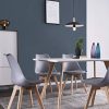 Chaises de Salle à Manger scandinave DEWINNER, Chaise de Bureau rétro, Assise rembourrée en hêtre Massif (Gray, Lot de 6)