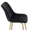 EUGAD Lot de 2 Chaises de Salle à Manger Chaise de Cuisine Assise en Velours, Pieds en métal doré,Noir 0670BY-2