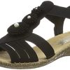 Rieker 61695-00, Sandales Bout fermé Femme, Noir