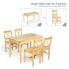 Meerveil Ensemble Table et 4 Chaises, Table de Salle à Manger Massif Pin Bois Style Classique pour Cuisine Salon Maison, 108 x 65 x 73 cm (Couleur Bois)