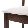 6X Chaise de Salle à Manger HWC-G46, Tissu, en Bois Massif - châssis foncé, Beige
